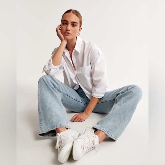 Abercrombie and Fitch 90s relaxed wide leg jean high-rise in light wash 26 / 2L - Picture 13 of 14